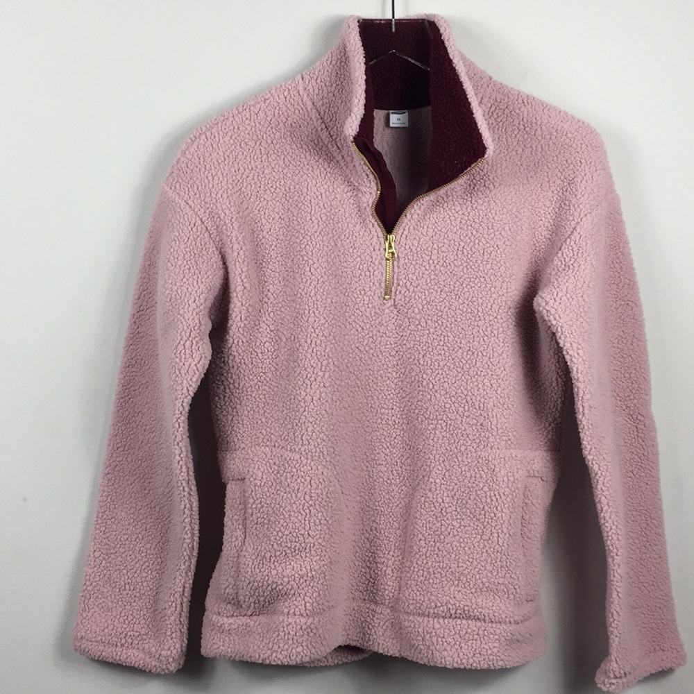 Old Navy pink zip up plush teddy Pullover.